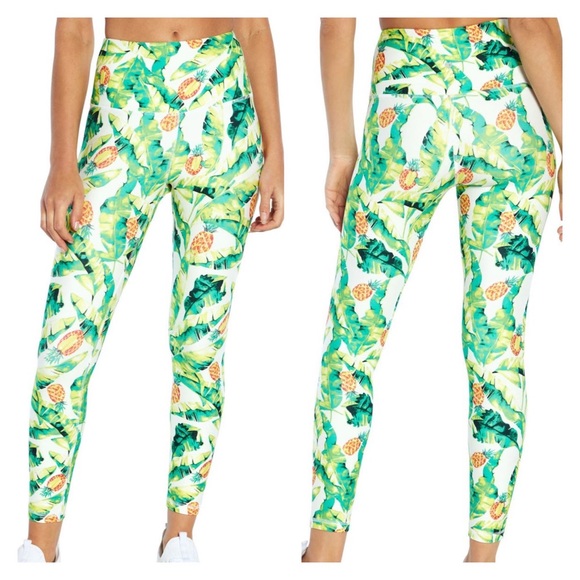 Wildfox Pants - WILDFOX Sweat Green Yellow Palms & Pinas Leggings Small NEW NWT